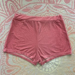 Pink velvet shorts